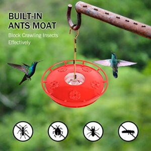 eWonLife Hummingbird Feeder, for Outdoors Hanging, 2 Pack, Leak-Proof, Easy to Clean and Refill, Saucer Humming Bird Feeder, Including Hanging Hook, with 5 Feeding Ports (16 Ounce/Pack)