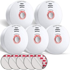 siterlink smoke detector, 10 year battery operated smoke alarm with led indicator, fire alarm smoke detector with test & silence button for home, gs508c (4 pack)