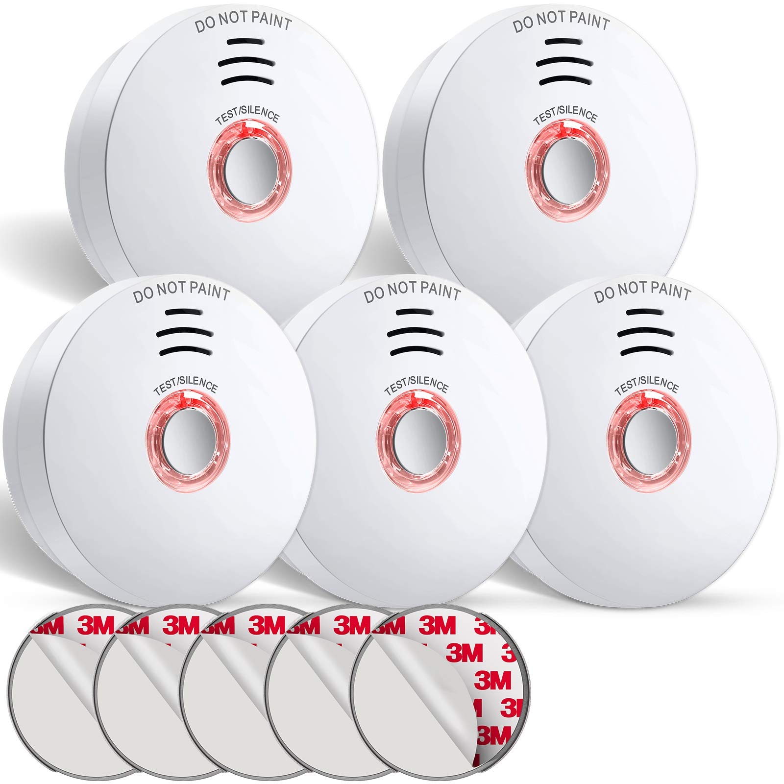 SITERLINK Smoke Detector, 10 Year Battery Operated Smoke Alarm with LED Indicator, Fire Alarm Smoke Detector with Test & Silence Button for Home, GS508C (4 Pack)