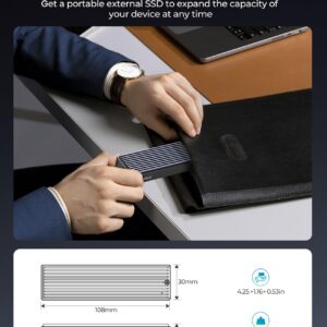 ORICO M.2 NVMe SSD Enclosure, USB 3.1 Gen 2 (10 Gbps) to NVMe PCI-E M.2 SSD Case Support UASP for NVMe SSD Size 2230/2242/2260/2280(up to 4TB) (M.2 NVMe)
