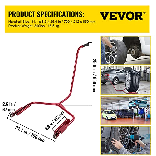 VEVOR Tire Dolly 300 LBS Load Capacity Wheel Dolly Truck Tire Wheel Dolly Heavy Duty Cart Easy to Use Tire Lifting Tool, Red