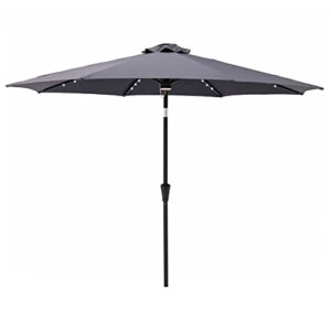 c-hopetree 10 ft outdoor patio market table umbrella with solar led lights and tilt, anthracite