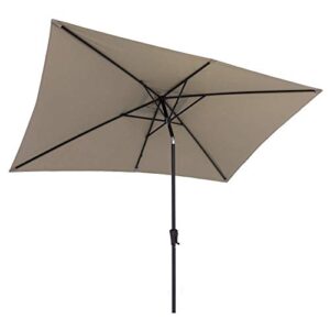 c-hopetree rectangular outdoor patio market table umbrella with tilt 6.5 x 10 ft, taupe