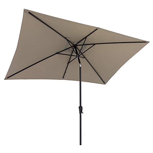 C-Hopetree Rectangular Outdoor Patio Market Table Umbrella with Tilt 6.5 x 10 ft, Taupe