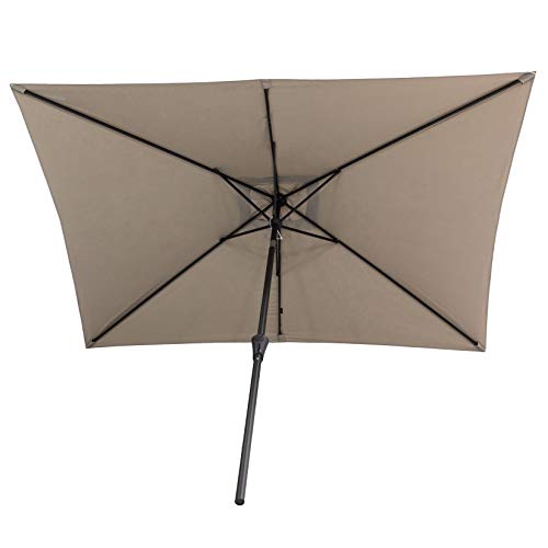C-Hopetree Rectangular Outdoor Patio Market Table Umbrella with Tilt 6.5 x 10 ft, Taupe