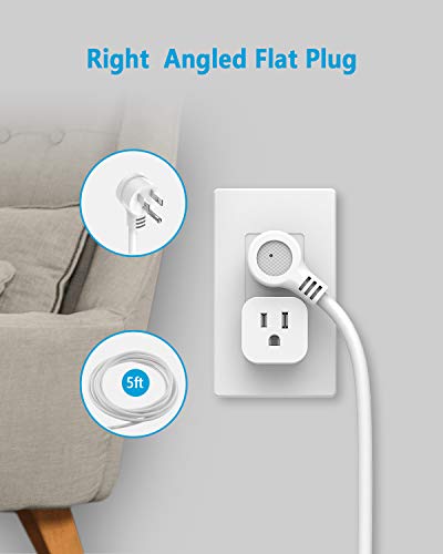 Surge Protector with USB, TESSAN Power Strip Flat Plug with 6 Widely Spaced AC Outlets 3 USB Charging Ports, 1080 Joules Protection, Wall Mount Extension Cord 5 Feet, Dorm Home and Office Accessories