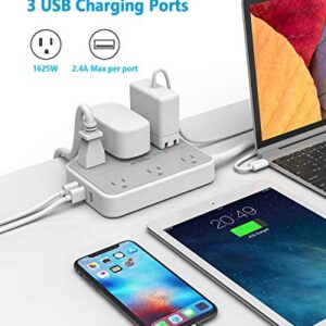 Surge Protector with USB, TESSAN Power Strip Flat Plug with 6 Widely Spaced AC Outlets 3 USB Charging Ports, 1080 Joules Protection, Wall Mount Extension Cord 5 Feet, Dorm Home and Office Accessories