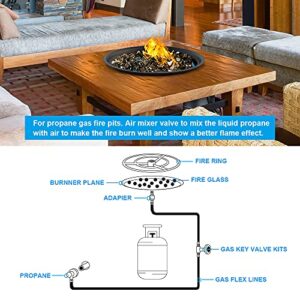 Liquid Propane Gas Fire Pit 1/2" LP Air Mixer Valve - Stainless Steel and Solid Brass, Air Mixture Valve High Capacity BTU