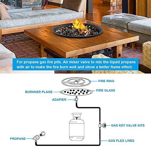 Liquid Propane Gas Fire Pit 1/2" LP Air Mixer Valve - Stainless Steel and Solid Brass, Air Mixture Valve High Capacity BTU