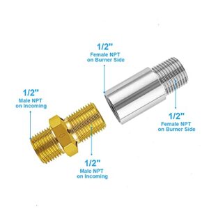 Liquid Propane Gas Fire Pit 1/2" LP Air Mixer Valve - Stainless Steel and Solid Brass, Air Mixture Valve High Capacity BTU