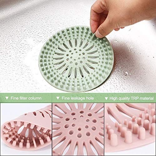 Sink Drain Strainer Durable Silicone Suckers for Bathroom and Kitchen，Sink Filter Sewer.Hair/vegetable scraps/garbage filters,Hair Stopper Shower Drain Filter，Easy to install and clean（5PCS）