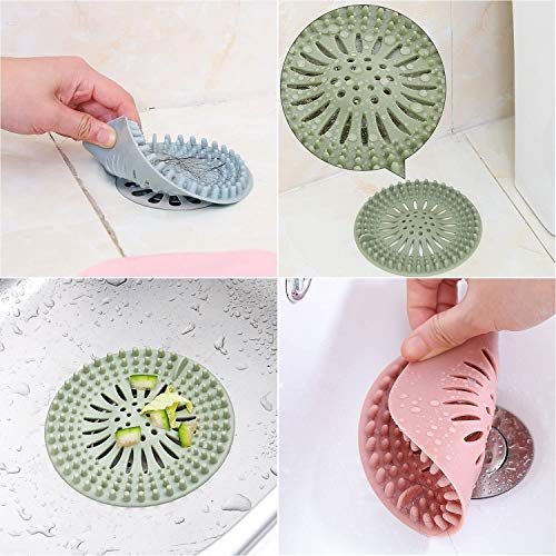 Sink Drain Strainer Durable Silicone Suckers for Bathroom and Kitchen，Sink Filter Sewer.Hair/vegetable scraps/garbage filters,Hair Stopper Shower Drain Filter，Easy to install and clean（5PCS）