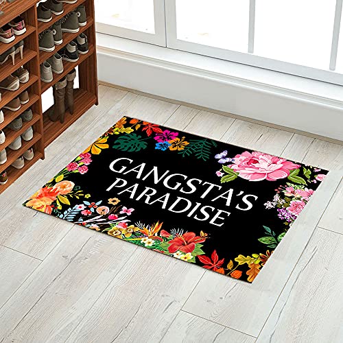 DAYLIPILLOW Gangsta's Paradise Flower Doormat Funny Welcome Mat Floor Mat Rug Outdoor Front Door Bathroom Mats Indoor 23.6" x 15.7"