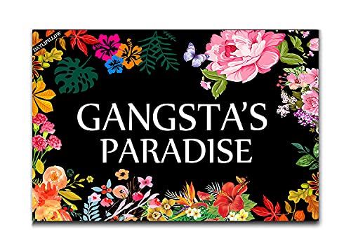 DAYLIPILLOW Gangsta's Paradise Flower Doormat Funny Welcome Mat Floor Mat Rug Outdoor Front Door Bathroom Mats Indoor 23.6" x 15.7"