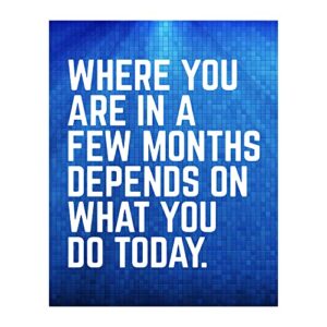 "where you are in a few months depends on today" motivational quotes wall art-11 x 14" typographic poster print-ready to frame. inspirational home-office-school-dorm-gym decor. great for motivation!