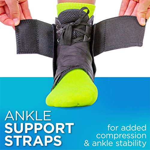 BraceAbility Sports Ankle Brace - Best Lace Up Figure 8 Sprained, Rolled or Twisted Active Support Wrap Stabilizer Splint for Basketball, Volleyball, Soccer, Working Out, Running Pain Treatment (S)