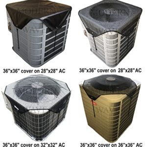 MODERN WAVE - 2 (Two) Central Air Conditioner Covers for Outside Units 36 x 36 inch - 1 (One) Top Universal Mesh Cover and 1 (One) Winter Waterproof Outdoor AC Defender Cover (Black, 36" x 36")