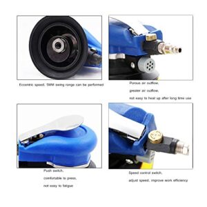 Professional Air Random Orbital Sander, Heavy Duty Dual Action Pneumatic Palm Sander (5 inch, Blue)