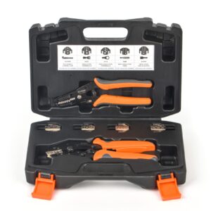 icrimp quick change ratcheting crimper tool kit, automotive service kit, for crimping iws4 connector, insulated & non-insulated terminal, open barrel terminals, dupont connector, end sleeve ferrules