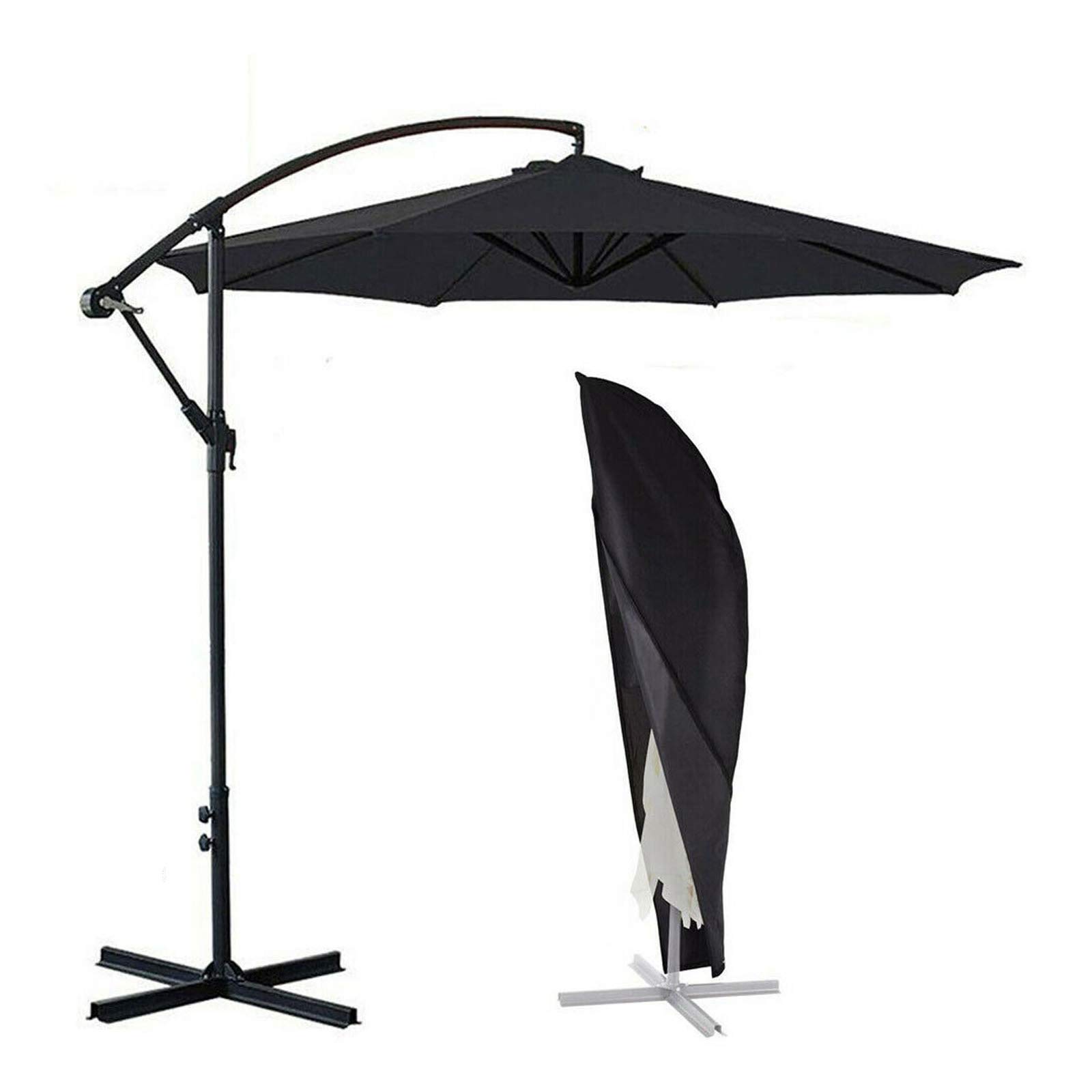 ConPus Umbrella Cover, Patio Cantilever Offset Umbrella Cover for 9ft to 13ft Cantilever Parasol Outdoor Market Umbrellas Cover with Zipper and Water Resistant Protector Black