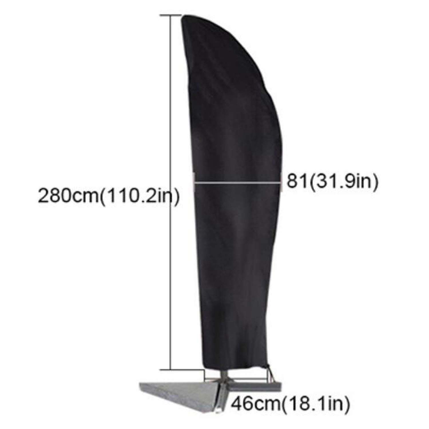 ConPus Umbrella Cover, Patio Cantilever Offset Umbrella Cover for 9ft to 13ft Cantilever Parasol Outdoor Market Umbrellas Cover with Zipper and Water Resistant Protector Black