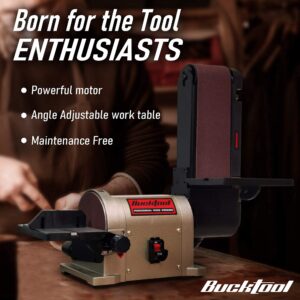 BUCKTOOL 5.0A Belt Disc Sander 4 in x 36 in Belt and 6 in Disc Sander with 3/4HP Direct-drive Motor and Portable Al Base, BD4603 Upgraded Model