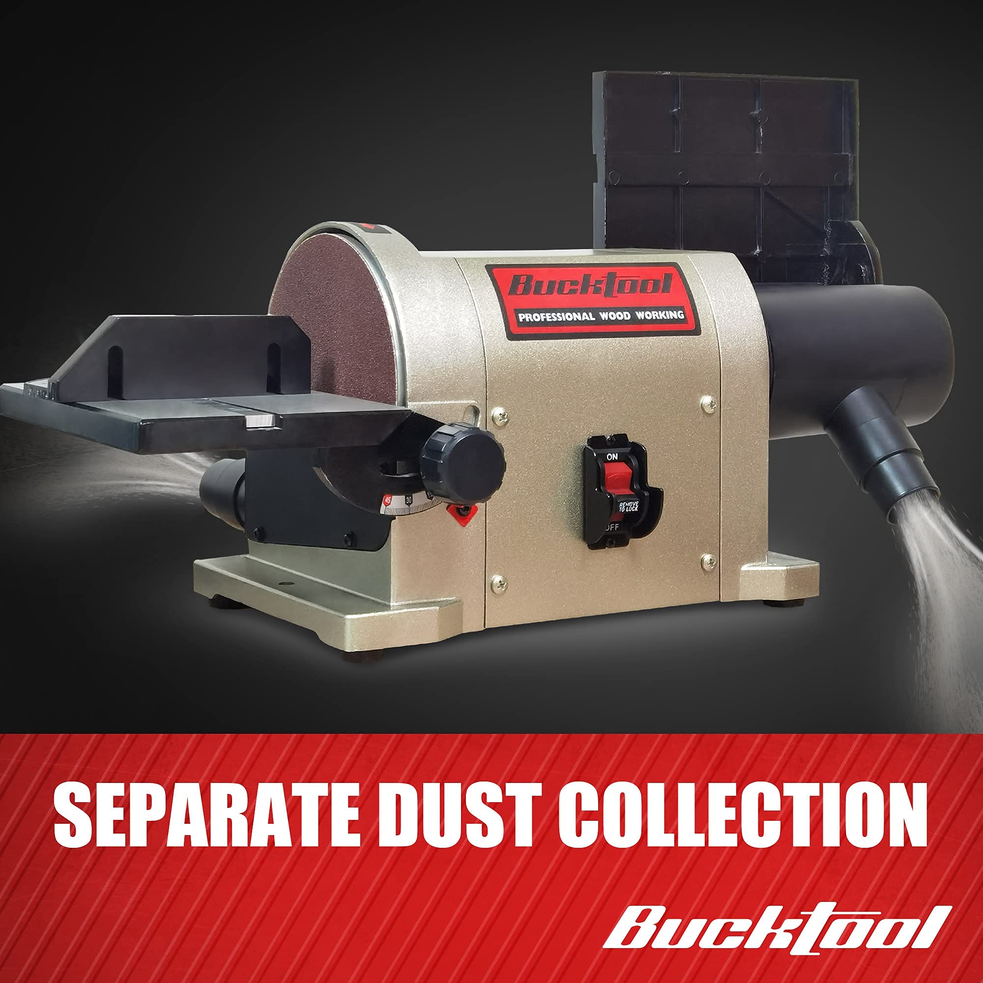 BUCKTOOL 5.0A Belt Disc Sander 4 in x 36 in Belt and 6 in Disc Sander with 3/4HP Direct-drive Motor and Portable Al Base, BD4603 Upgraded Model