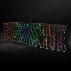 Redragon K556 RGB LED Backlit Wired Mechanical Gaming Keyboard, 104 Keys Hot-Swap Mechanical Keyboard w/Aluminum Base, Upgraded Socket and Noise Absorbing Foams, Quiet Linear Red Switch