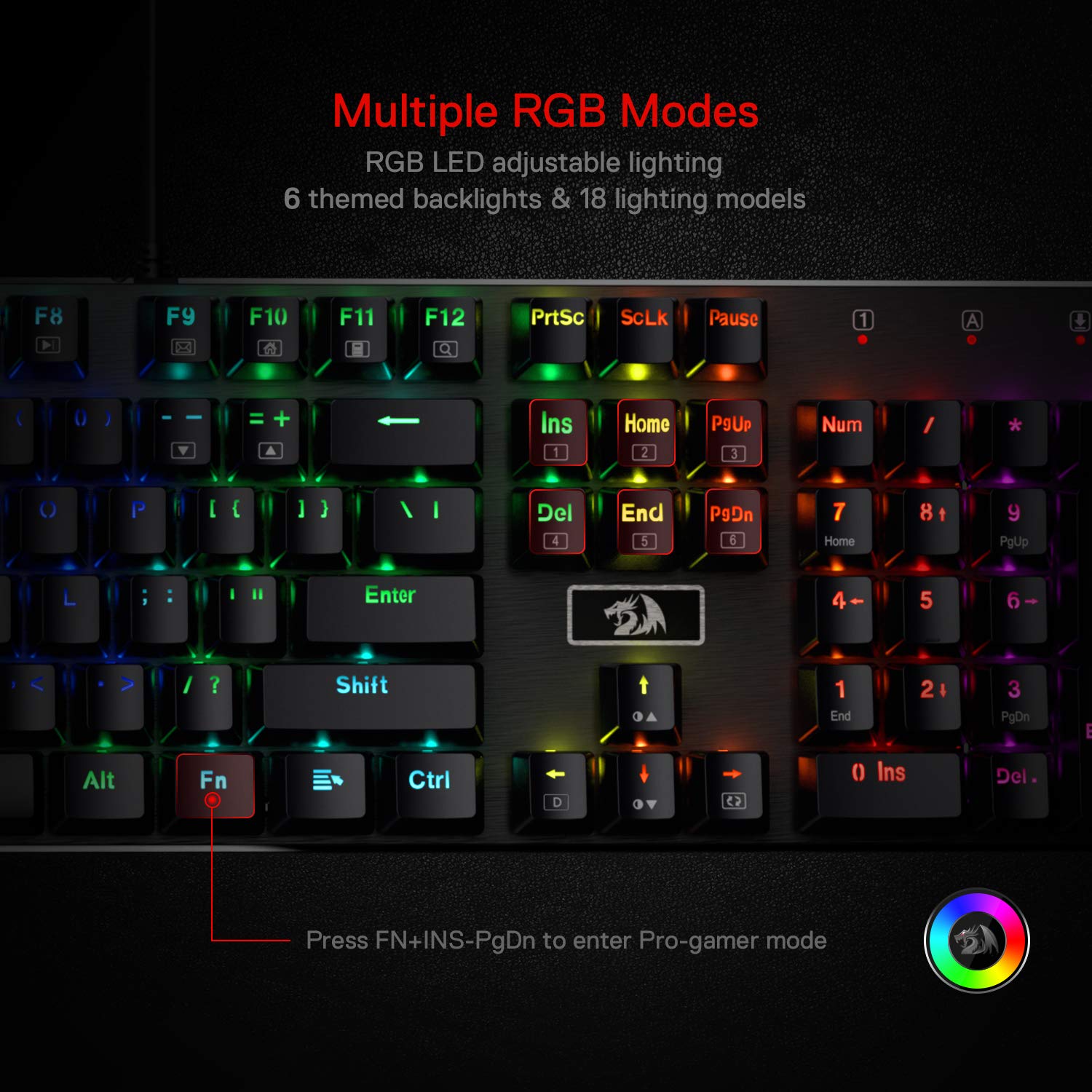 Redragon K556 RGB LED Backlit Wired Mechanical Gaming Keyboard, 104 Keys Hot-Swap Mechanical Keyboard w/Aluminum Base, Upgraded Socket and Noise Absorbing Foams, Quiet Linear Red Switch