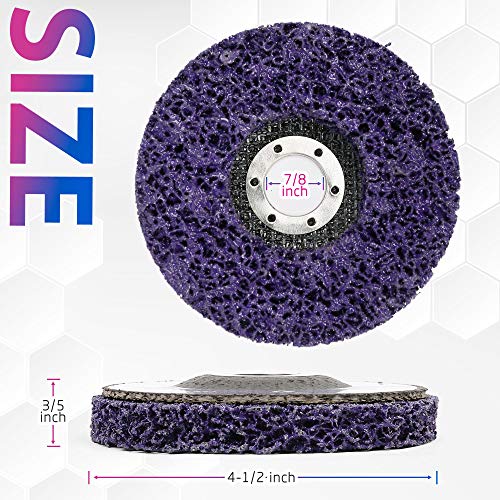 LotFancy Stripping Disc, 6PCS 4 1/2” x 7/8” Quick Easy Strip and Clean Discs, Paint and Rust Remover Stripper for Angle Grinder, Silicon Carbide Abrasive Wheel for Wood Metal Fiberglass, Purple