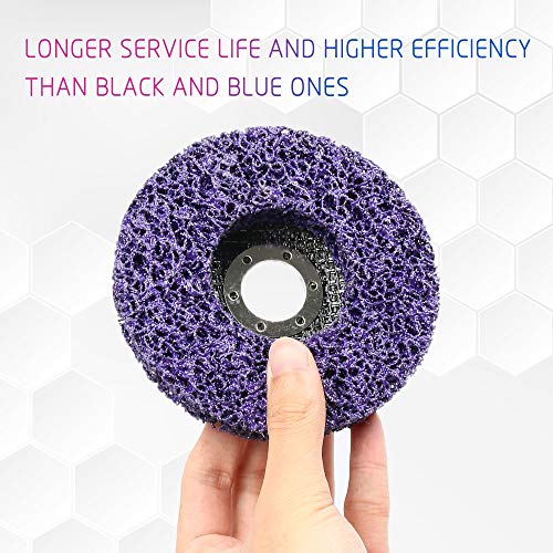 LotFancy Stripping Disc, 6PCS 4 1/2” x 7/8” Quick Easy Strip and Clean Discs, Paint and Rust Remover Stripper for Angle Grinder, Silicon Carbide Abrasive Wheel for Wood Metal Fiberglass, Purple