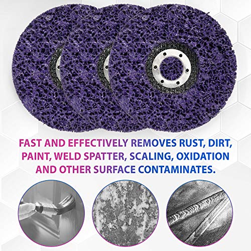 LotFancy Stripping Disc, 6PCS 4 1/2” x 7/8” Quick Easy Strip and Clean Discs, Paint and Rust Remover Stripper for Angle Grinder, Silicon Carbide Abrasive Wheel for Wood Metal Fiberglass, Purple