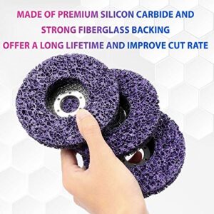 LotFancy Stripping Disc, 6PCS 4 1/2” x 7/8” Quick Easy Strip and Clean Discs, Paint and Rust Remover Stripper for Angle Grinder, Silicon Carbide Abrasive Wheel for Wood Metal Fiberglass, Purple