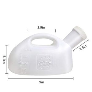 Portable Urinal for Women & Men, OOCOME Urinal Bottle Spill Proof Bedside Urinals 2000ml Travel Camping Urinal Toilet Pee Bottle with Long Hose (White)