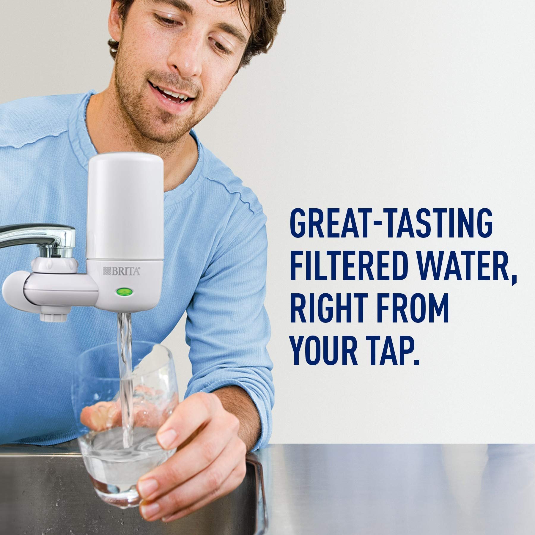 Brita Tap Water Filtration System Replacement Filters for Faucets, 3 Count, White, 3 & Tap Water Filter System, Water Faucet Filtration System with Filter Change Reminder, Reduces Lead, White