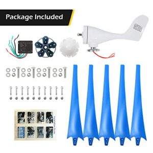 Dyna-Living Wind Turbine Generator Kit 500W AC 24V 5-Blade Wind Turbine Motor with Charge Controller Power Generation Kit for Home Use Boat or Industrial Energy(Not Included mast)