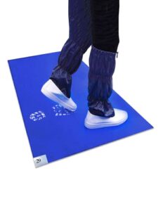 samrang cleanroom 24" x 36" adhesive, walk off sticky, tacky mat for construction lab-room hospital to capture dirt, dust, and debris from shoes, 30 sheets per pad (blue) (10)