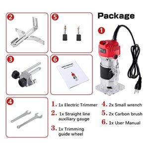 BriSunshine 800W Electric Wood Trimmer Router,Handheld Compact Palm Router for Woodworking Trimming,Laminate Joiner Tool 30000R/MIN 110V(UL Certified)