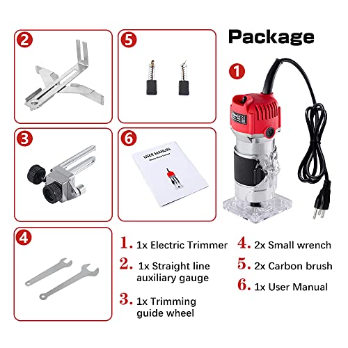 BriSunshine 800W Electric Wood Trimmer Router,Handheld Compact Palm Router for Woodworking Trimming,Laminate Joiner Tool 30000R/MIN 110V(UL Certified)