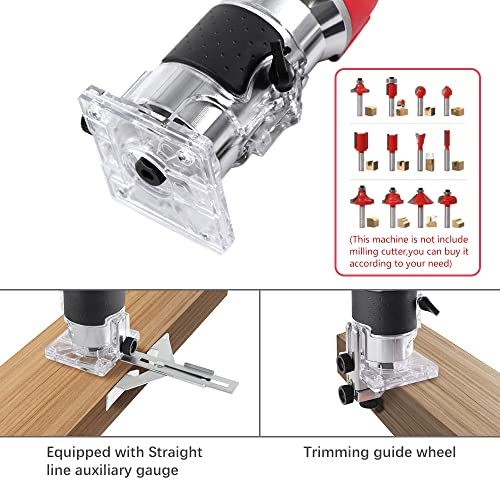 BriSunshine 800W Electric Wood Trimmer Router,Handheld Compact Palm Router for Woodworking Trimming,Laminate Joiner Tool 30000R/MIN 110V(UL Certified)
