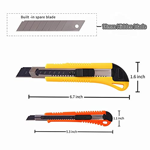 Zog Utility Knife with Ultra Sharp Black Blade, Retractable Box Cutter,Two Sizes and Colors - Craft Knife Set for Office, Home,4-Pack(Two Big and Two Small)