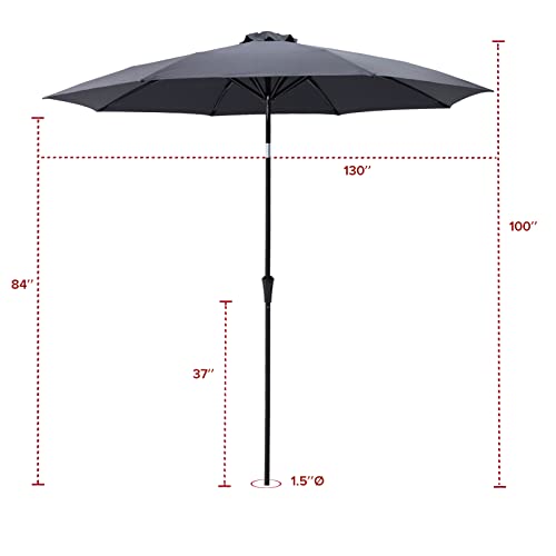 FLAME&SHADE 11 ft Outdoor Market Patio Table Umbrella with Fiberglass Rib Tips and Tilt, Anthracite