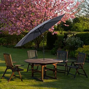 FLAME&SHADE 11 ft Outdoor Market Patio Table Umbrella with Fiberglass Rib Tips and Tilt, Anthracite