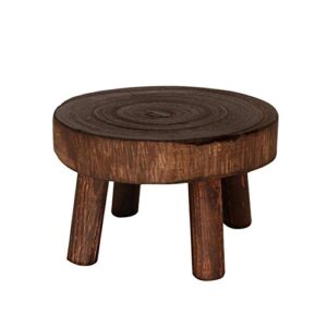 nmfin wood plant riser stands,mini round stool bonsai holder potted display shelf for office dining room indoor outdoor decor