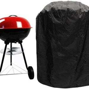 BBQ Grill Cover Waterproof Dustproof Oven Protection Cover for Round Gas Charcoal Electric Barbecue Outdoor Patio Garden Accessory with Storage Bag Black