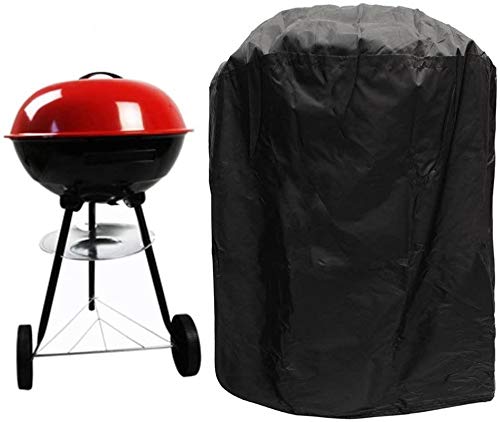 BBQ Grill Cover Waterproof Dustproof Oven Protection Cover for Round Gas Charcoal Electric Barbecue Outdoor Patio Garden Accessory with Storage Bag Black