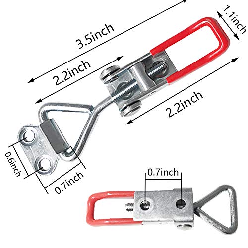 16 Pack Adjustable Toggle Clamp, 330lbs Holding Capacity Heavy Duty 4001 Style Toggle Latch Hasp Clamp for Door, Box Case Trunk, Smoker Lid Jig, Quick Release Pull Latch, Sturdy Metal Draw Latch