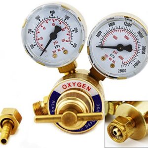 Stark USA Stark Bundle Set Welding Gas Welder Oxygen & Acetylene Gauge Regulator Pressure Gauge for Welding Gas Torch Rear Mount Fitting (CGA 200 / CGA 540)