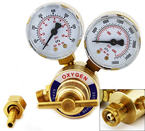 Stark USA Stark Bundle Set Welding Gas Welder Oxygen & Acetylene Gauge Regulator Pressure Gauge for Welding Gas Torch Rear Mount Fitting (CGA 200 / CGA 540)