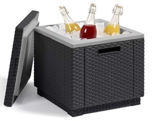 keter ice cube beer and wine cooler table perfect for your patio, picnic, and beach accessories, graphite